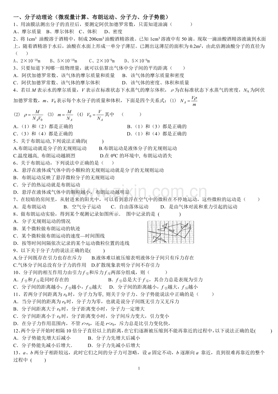 高中物理选修3-3试题大全.doc_第1页