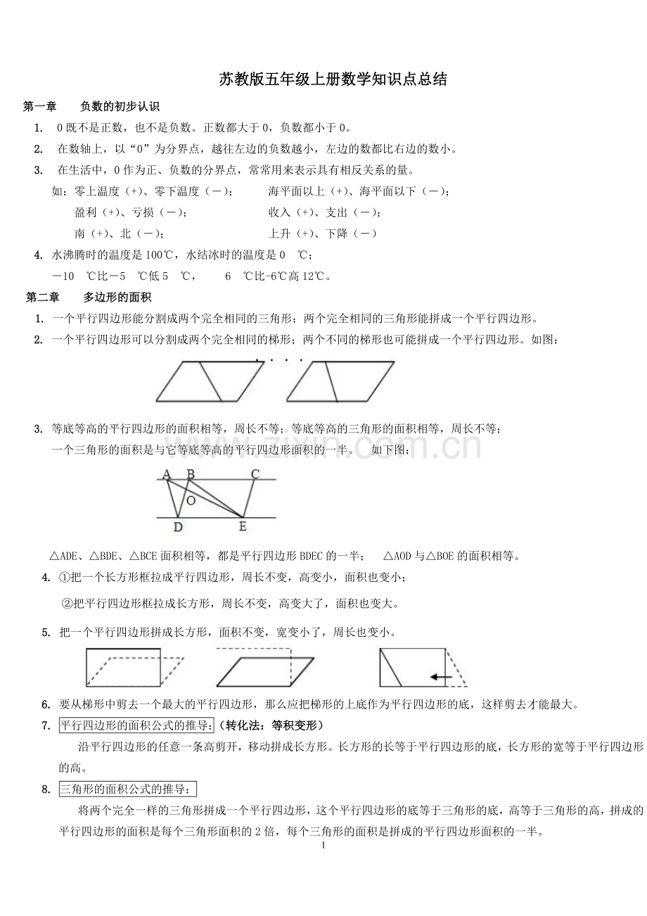 2018年新版苏教版五年级上册数学知识点总结.doc_第1页