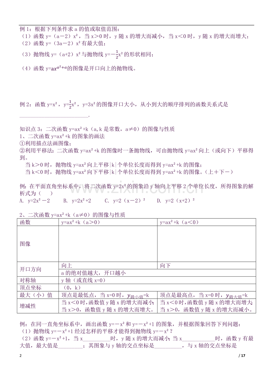第二十二章-二次函数知识点综合及练习.docx_第2页