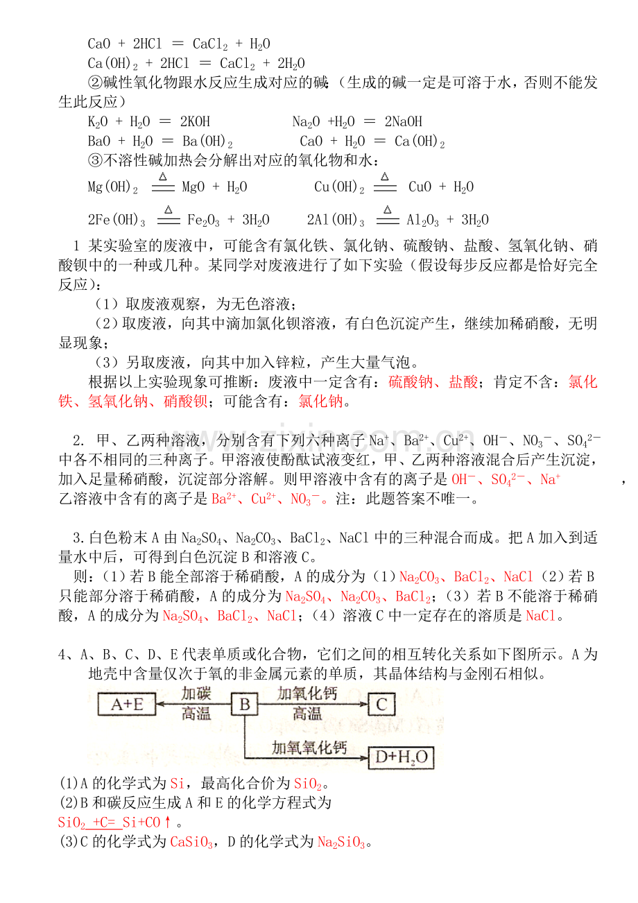 高一必修一化学期末推断题专练.doc_第2页