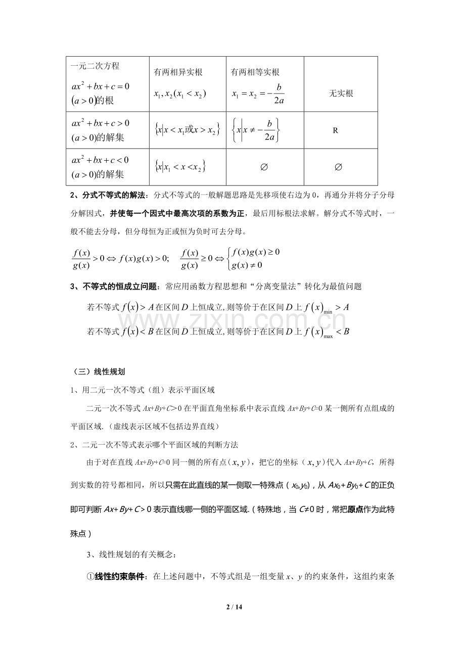人教版高中不等式复习讲义(含答案-).doc_第2页