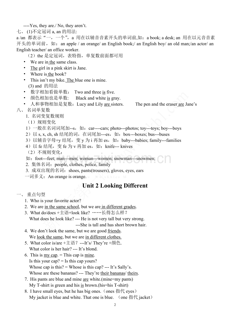 新版仁爱英语七年级上册知识点归纳.doc_第2页