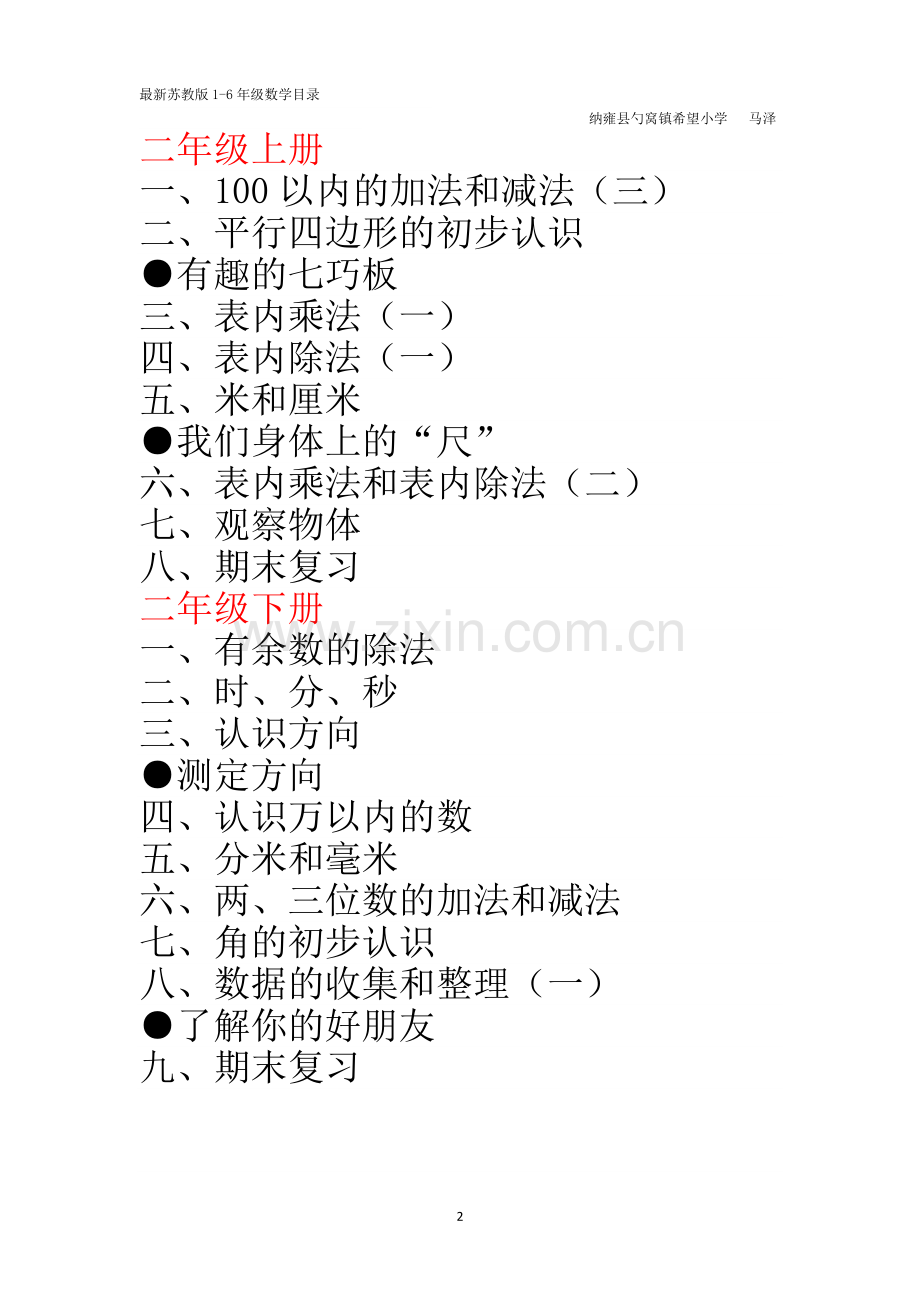 苏教版1-6年级数学目录.doc_第2页