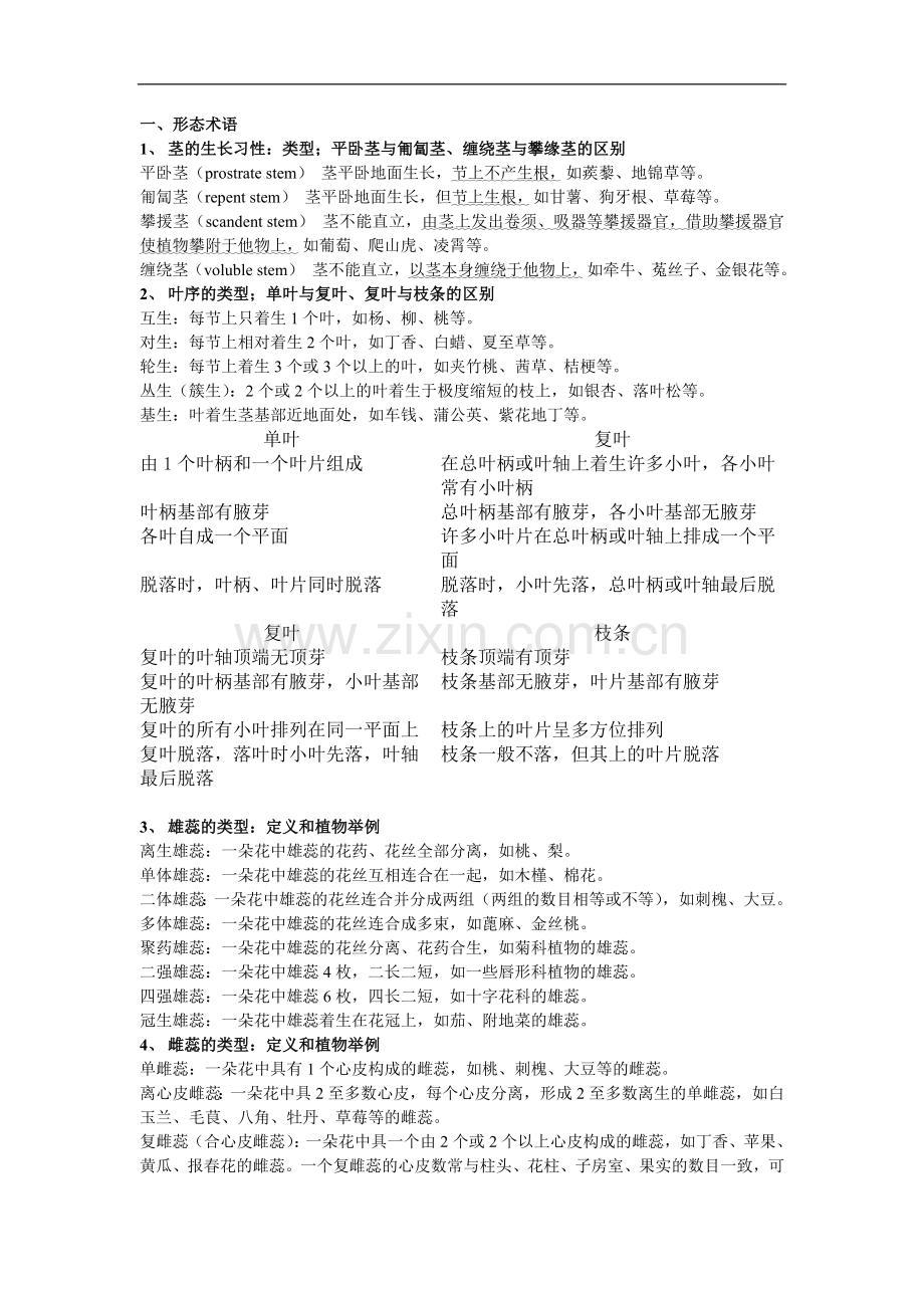 植物学被子植物分类复习提纲.doc_第1页