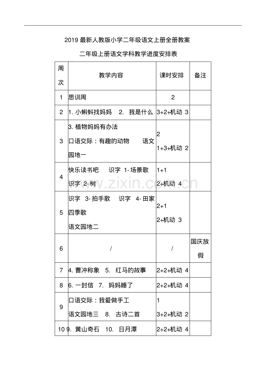 2019人教版小学二年级语文上册全册教案.pdf_第1页