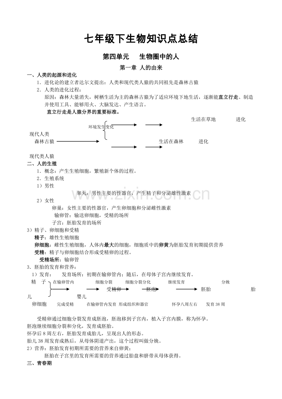 初一下册生物知识点归纳.doc_第1页
