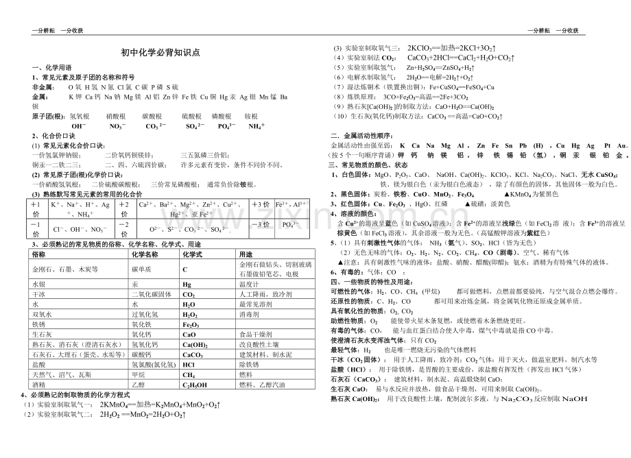 初中化学必背知识点(修正版).doc_第1页