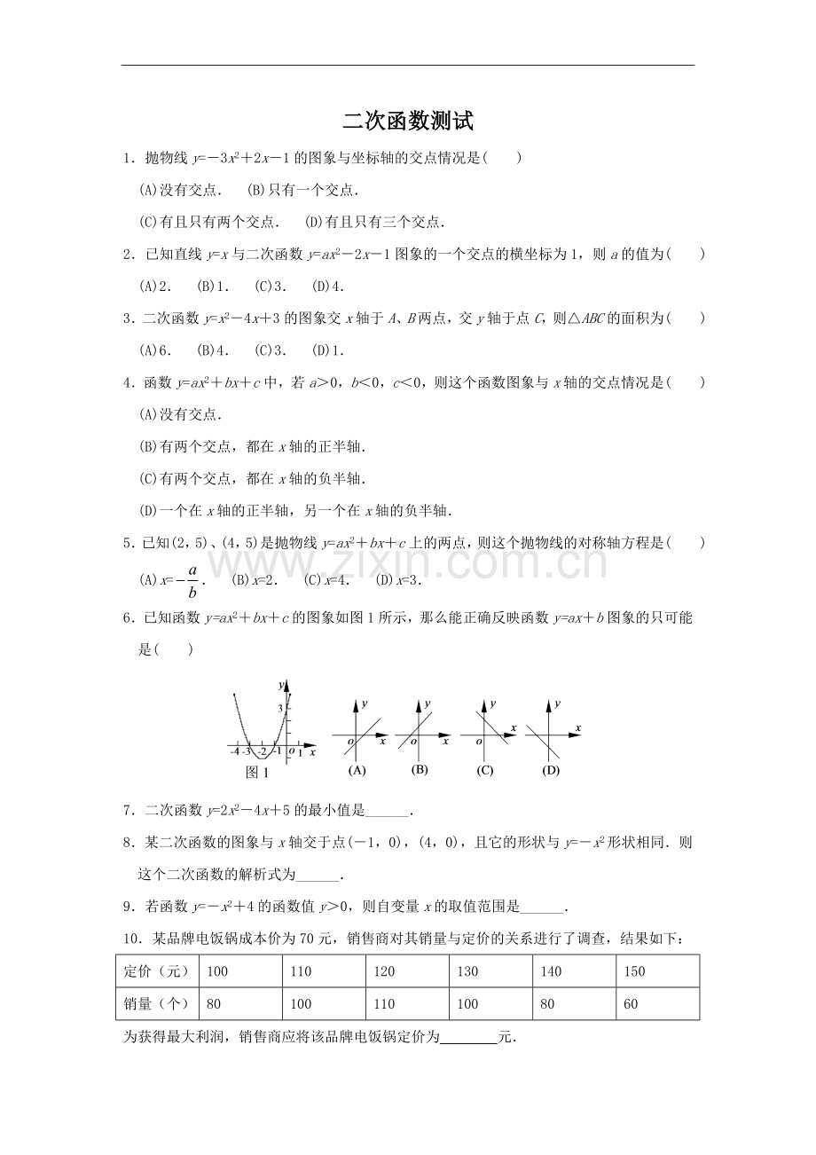 初中数学二次函数测试题.doc_第1页