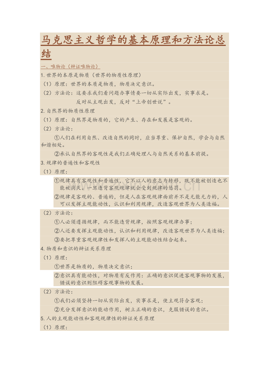 马克思主义哲学的基本原理和方法论总结.pdf_第1页