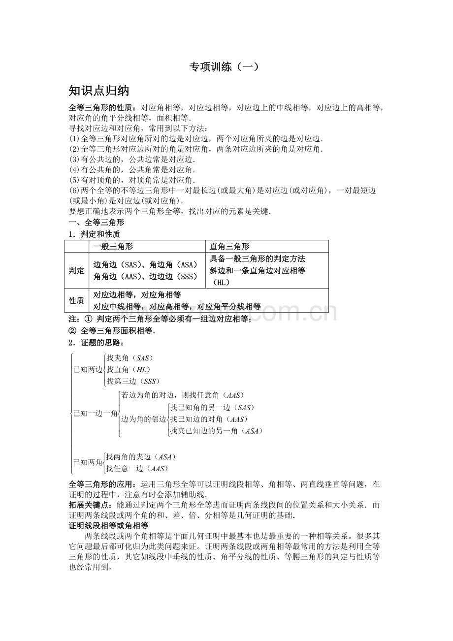 八上第一章全等三角形知识点归纳+提高练习.pdf_第1页