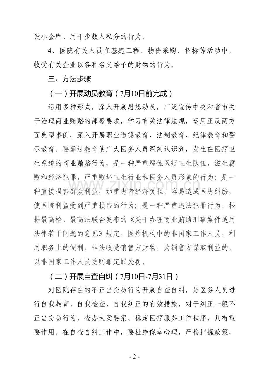 医院商业贿赂专项治理工作实施方案.doc_第2页