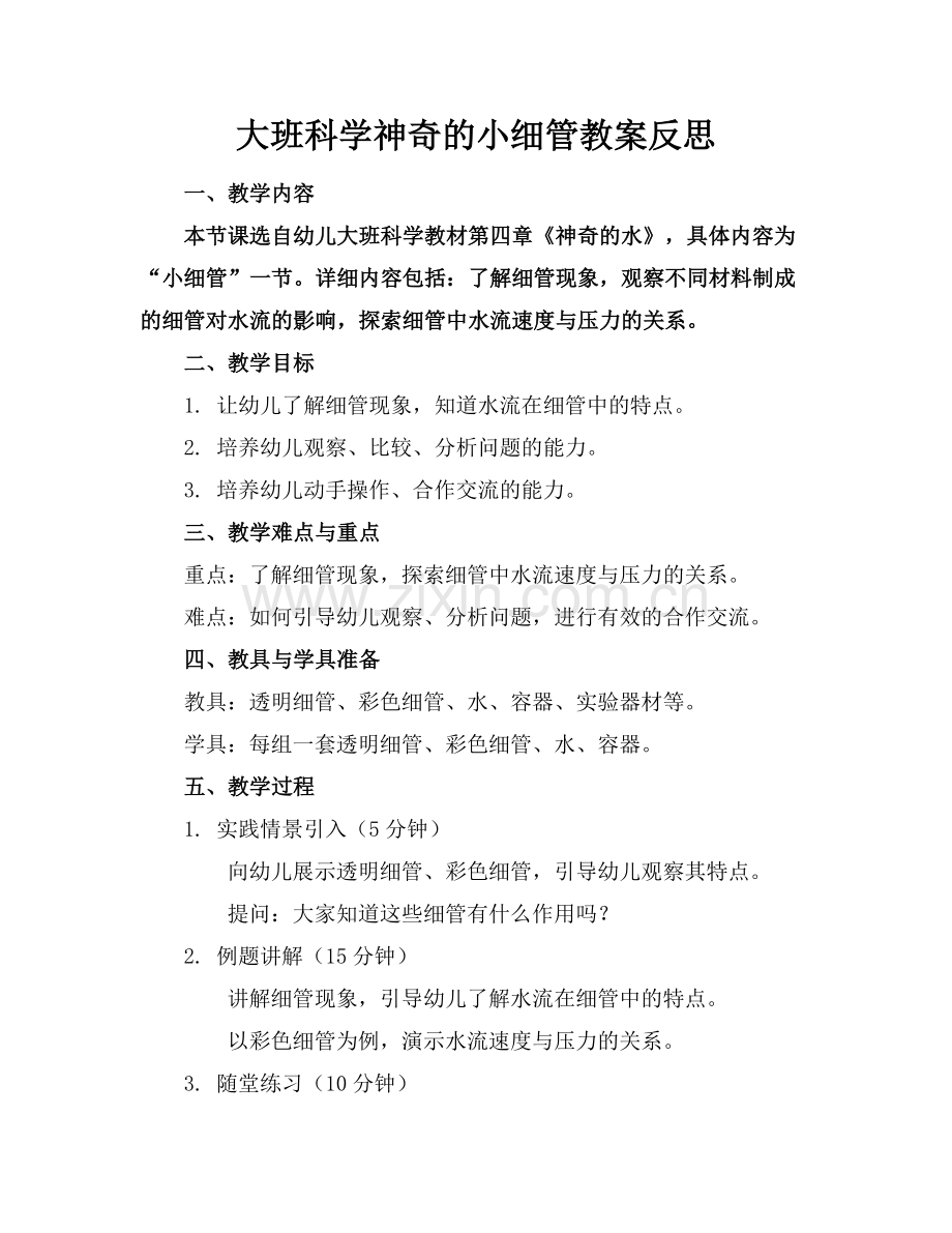 大班科学神奇的小细管教案反思.docx_第1页
