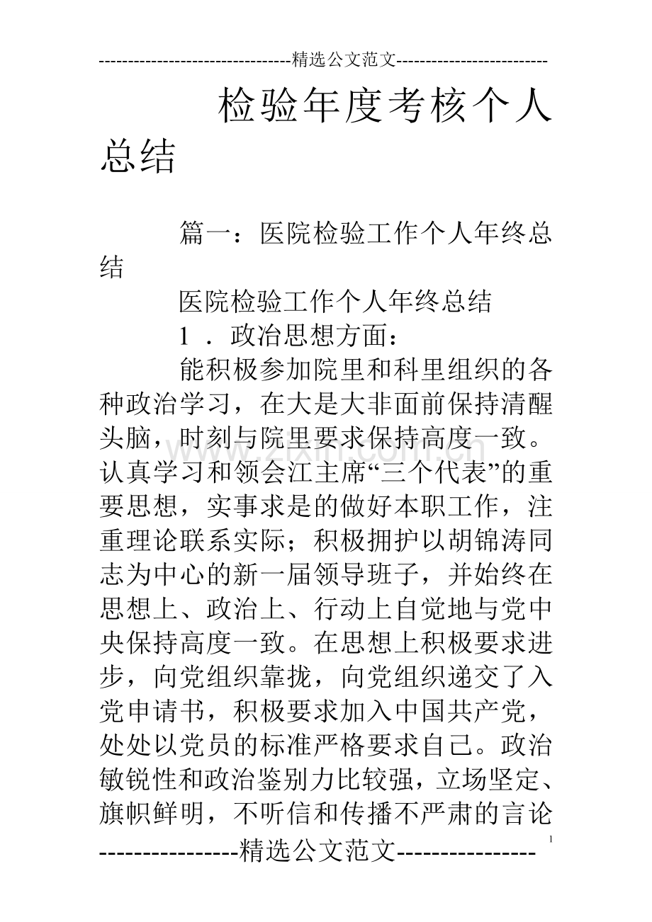 检验年度考核个人总结.doc_第1页