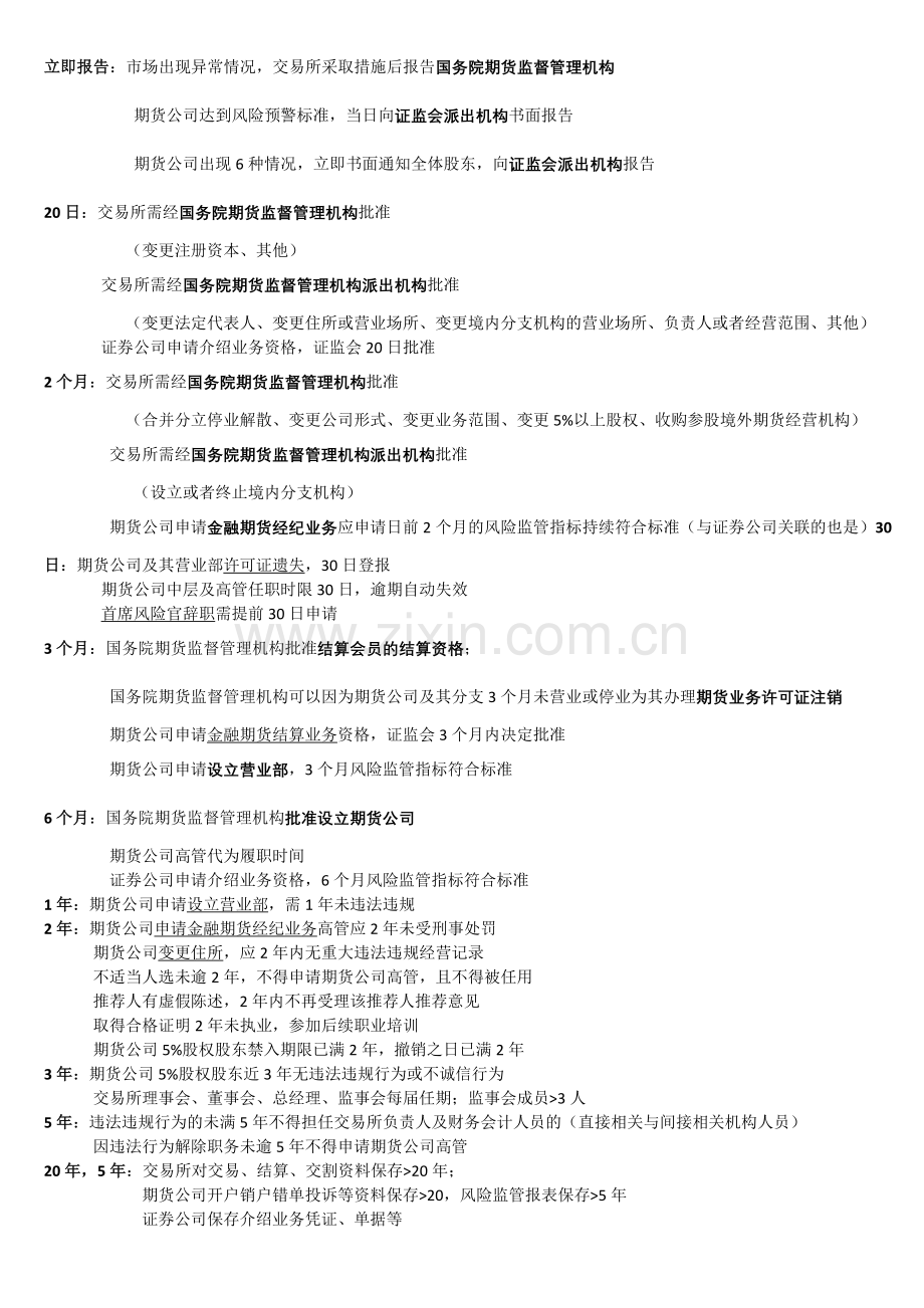 期货从业资格考试各类数字归类.doc_第1页