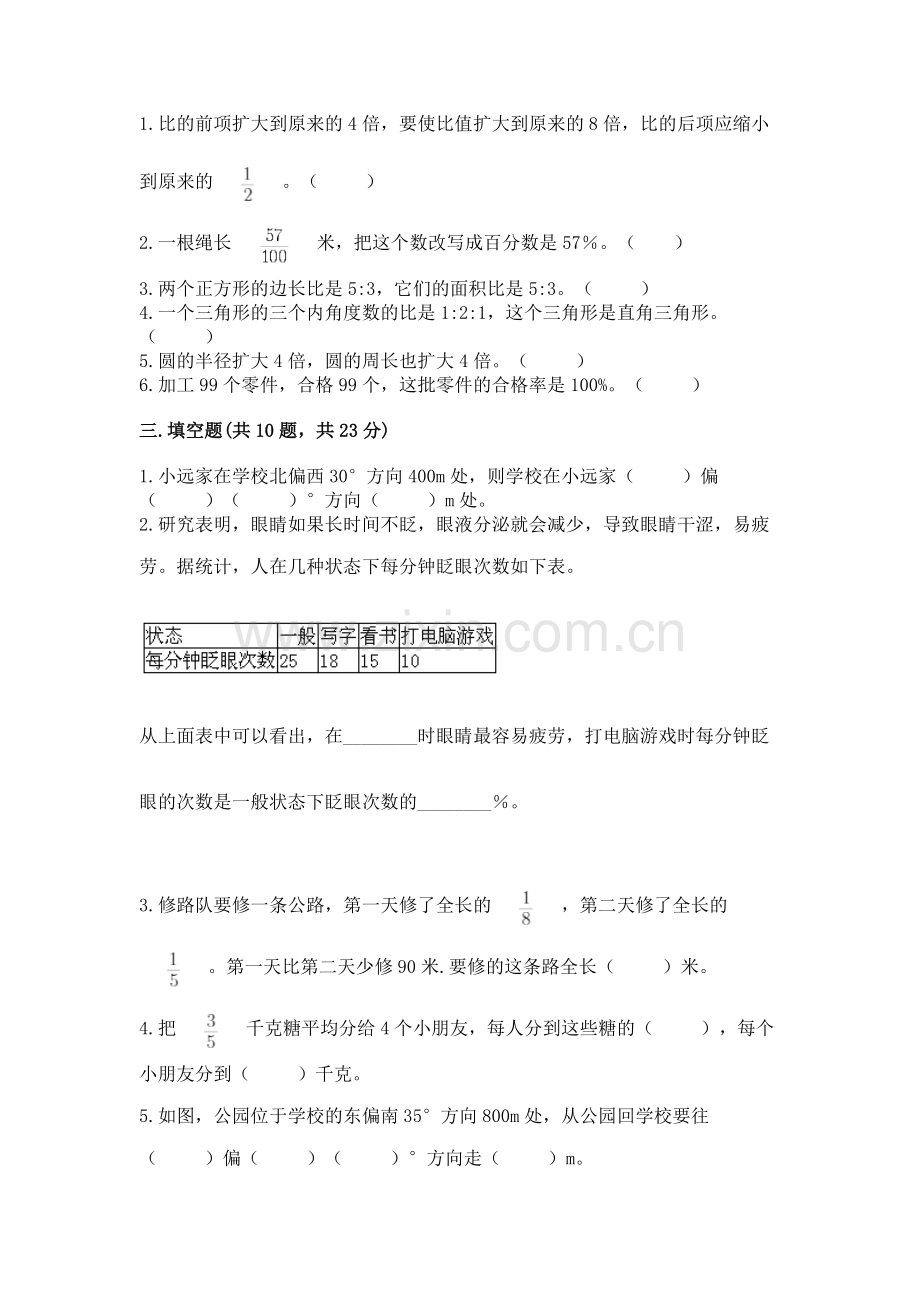 2022六年级上册数学《期末测试卷》【全优】.docx_第2页