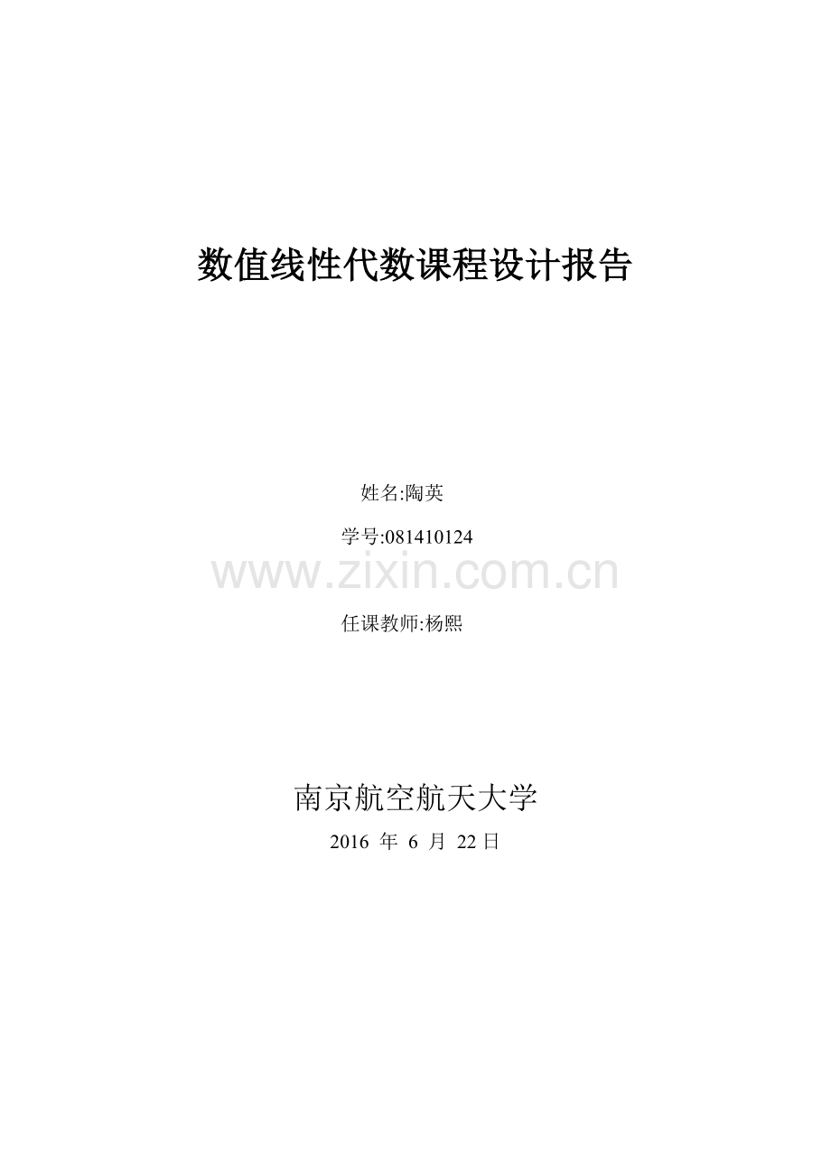 数值线性代数课设课件资料.doc_第1页