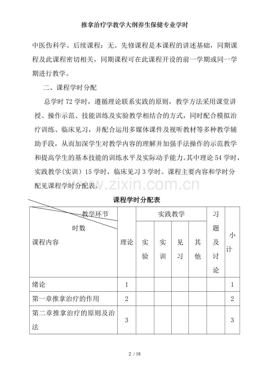 推拿治疗学教学大纲养生保健专业学时.doc_第2页
