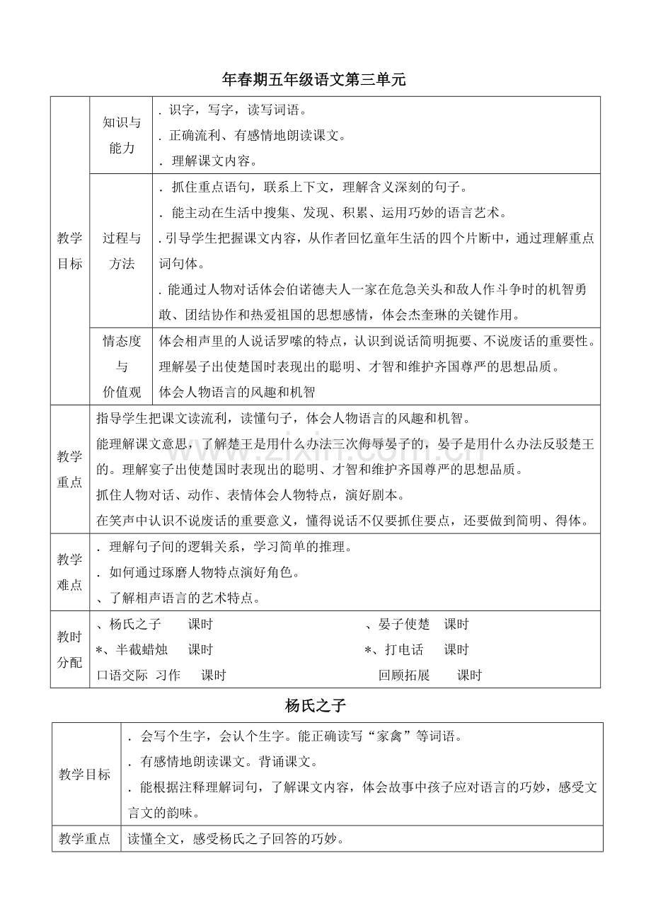 五年级下册语文第三单元教案.doc_第1页