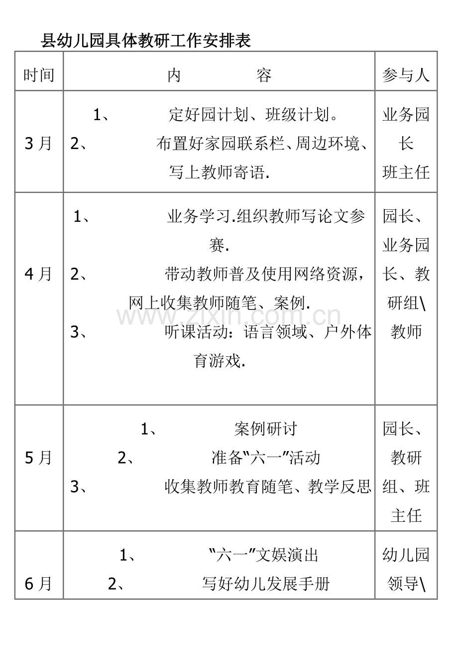 县幼儿园具体教研工作安排表.doc_第1页