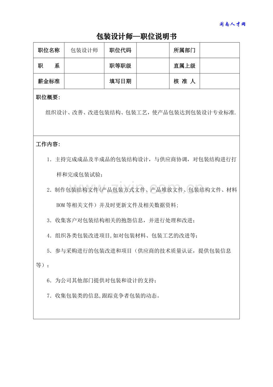 包装设计师—职位说明书.doc_第1页