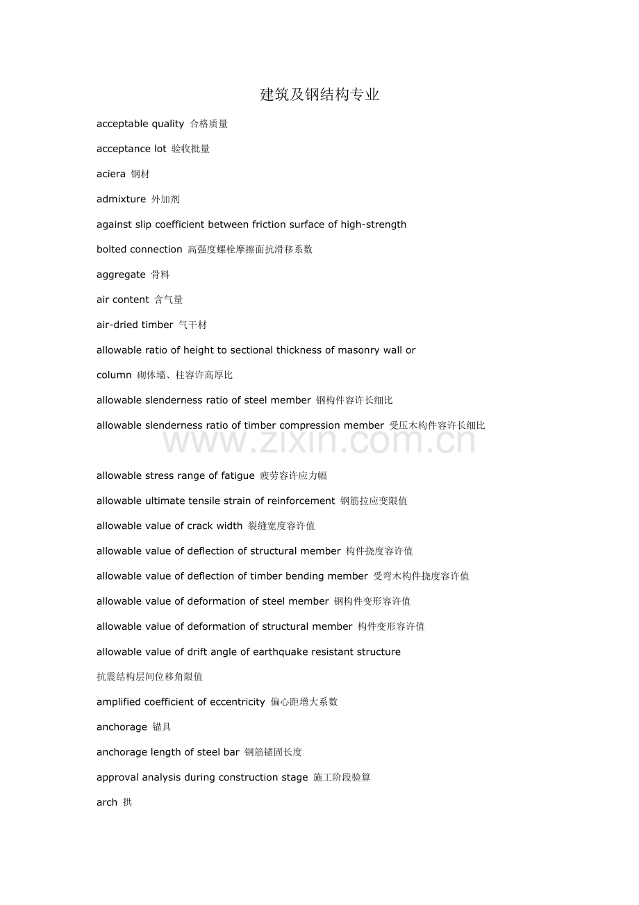建筑及钢结构专业词汇.doc_第1页