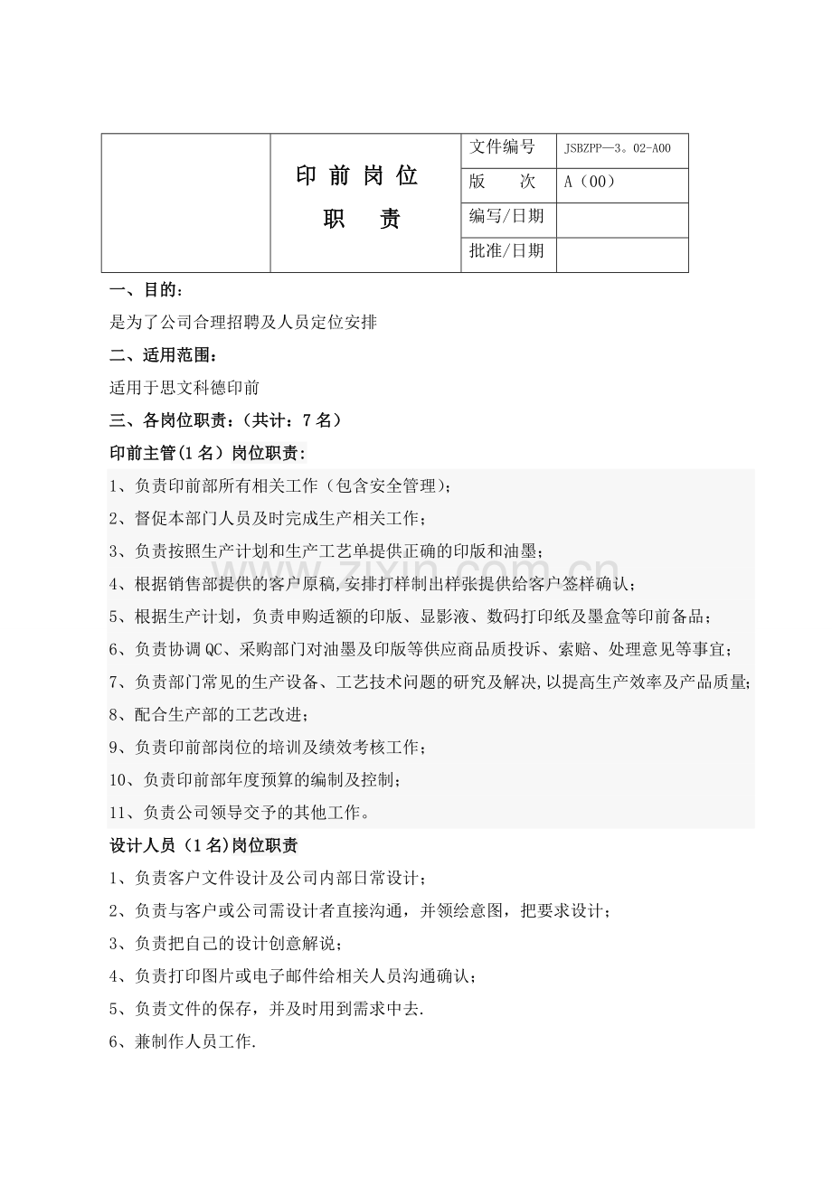印前岗位职责.doc_第1页