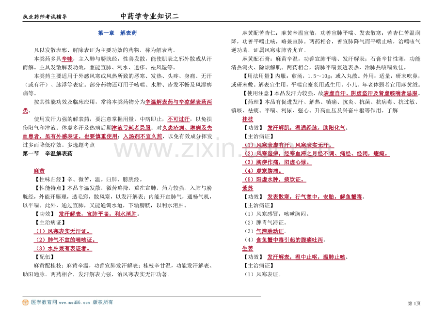 中药执业药师中药学专业知识讲义.pdf_第1页