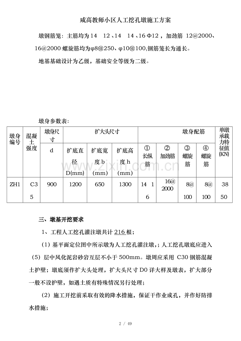 咸高教师小区人工挖孔墩施工方案.docx_第2页