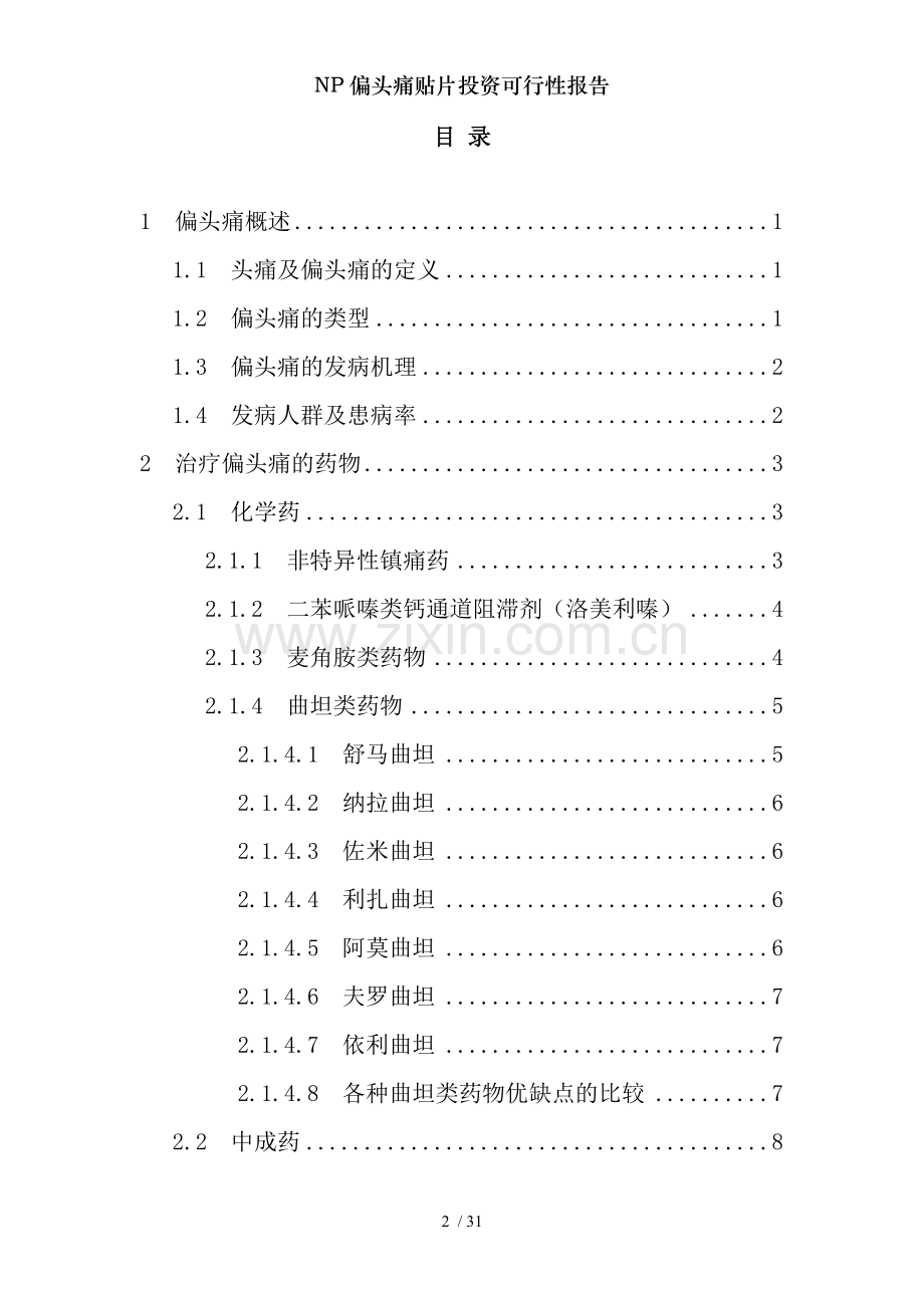 NP偏头痛贴片投资可行性报告.doc_第2页