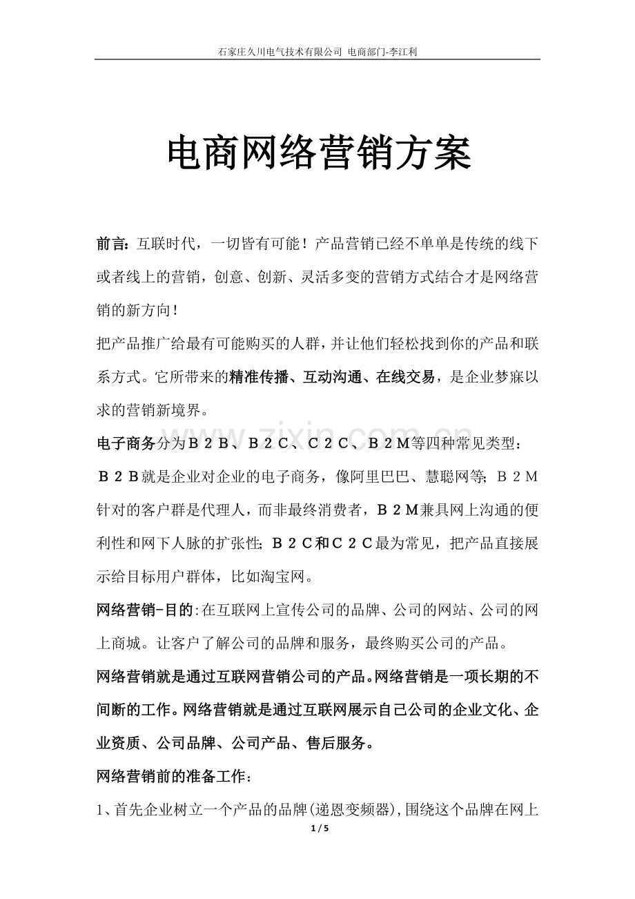 电商网络营销方案.docx_第1页