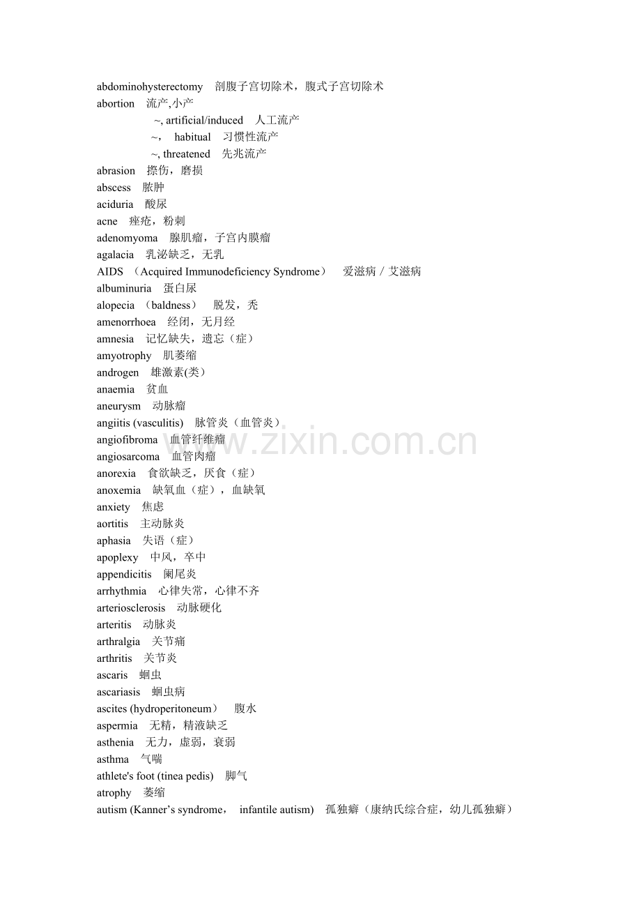 医学英语单词词汇表.doc_第1页