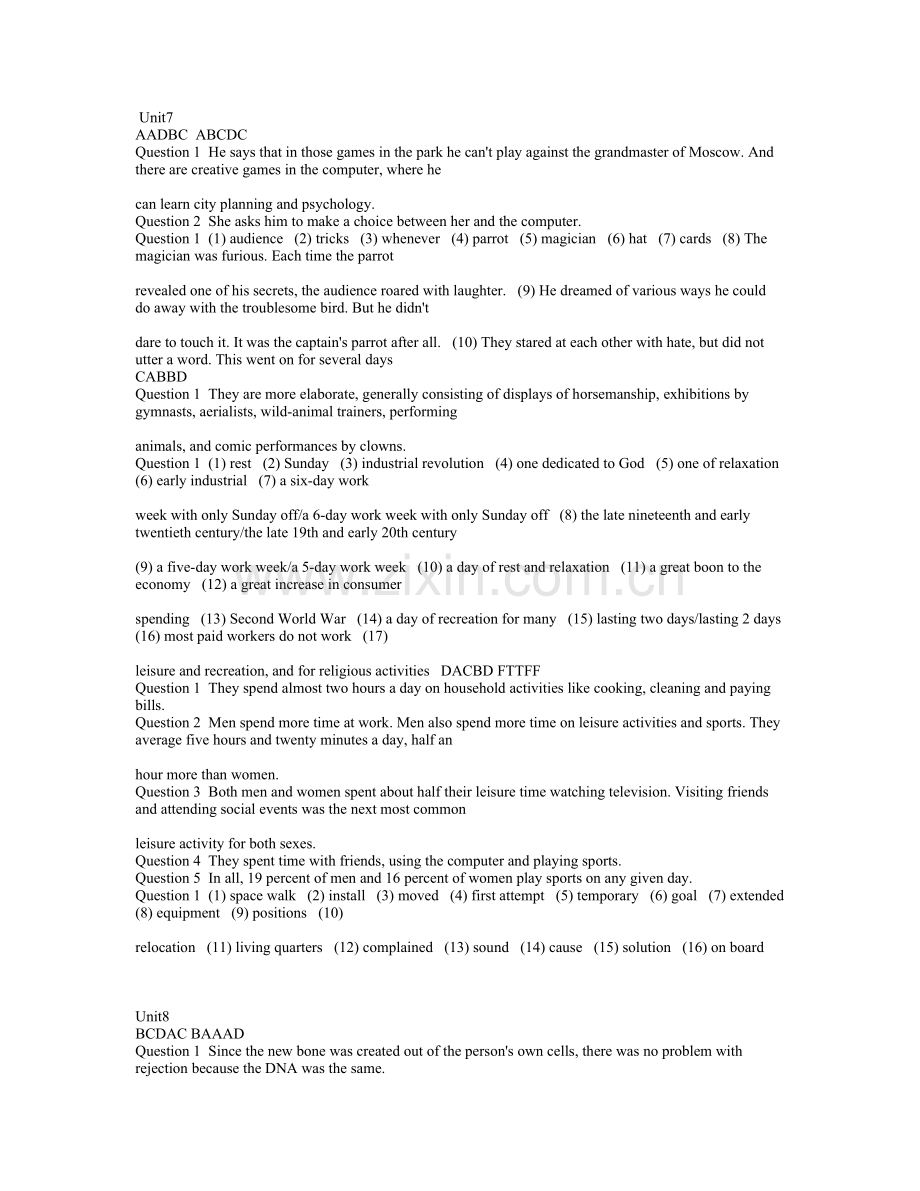 新视野大学英语第四册视听说教程-4(7—10单元答案).doc_第1页