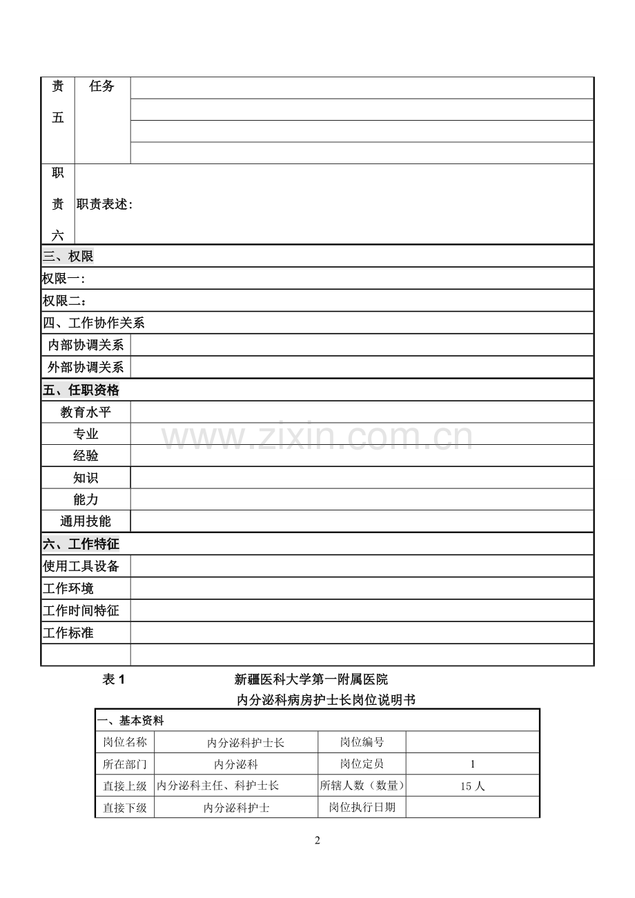 医院护士内分泌科岗位说明书模板.doc_第2页