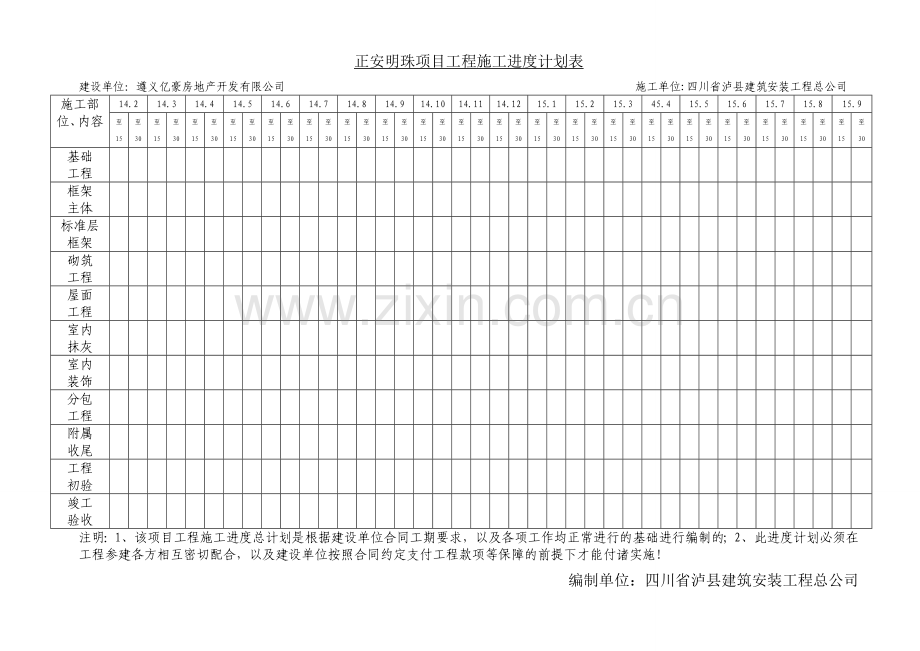 施工进度计划横道图(总进度计划).doc_第1页