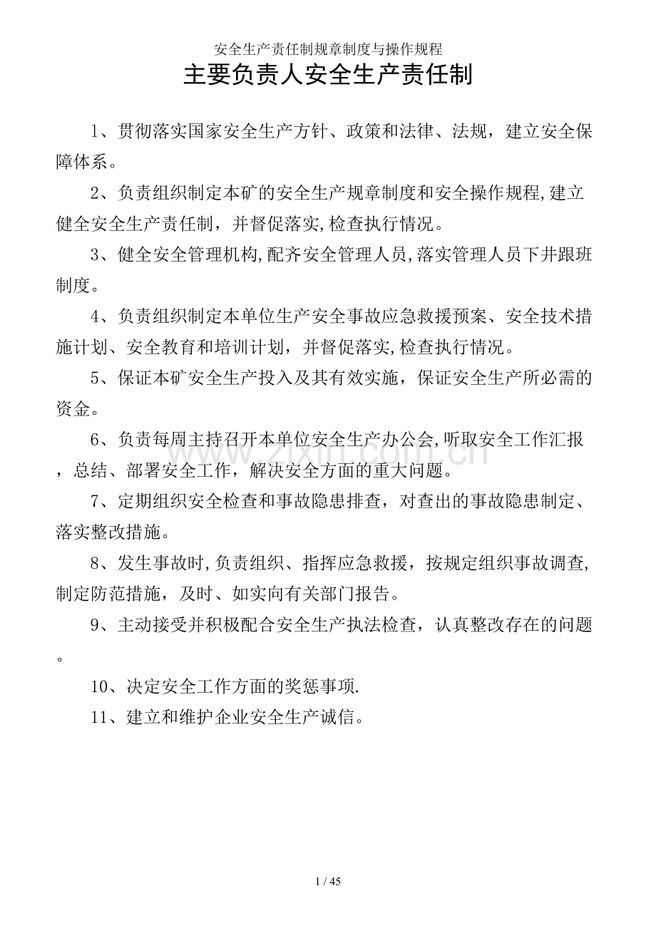 安全生产责任制规章制度与操作规程.doc_第1页
