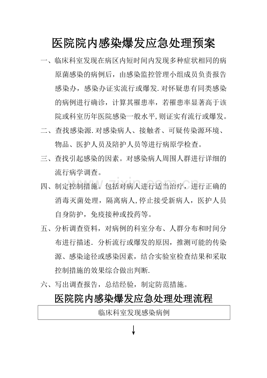 医院院内感染爆发应急处理预案.doc_第1页