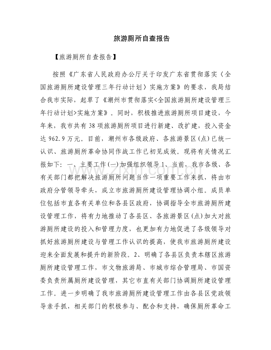 旅游厕所自查报告.docx_第1页