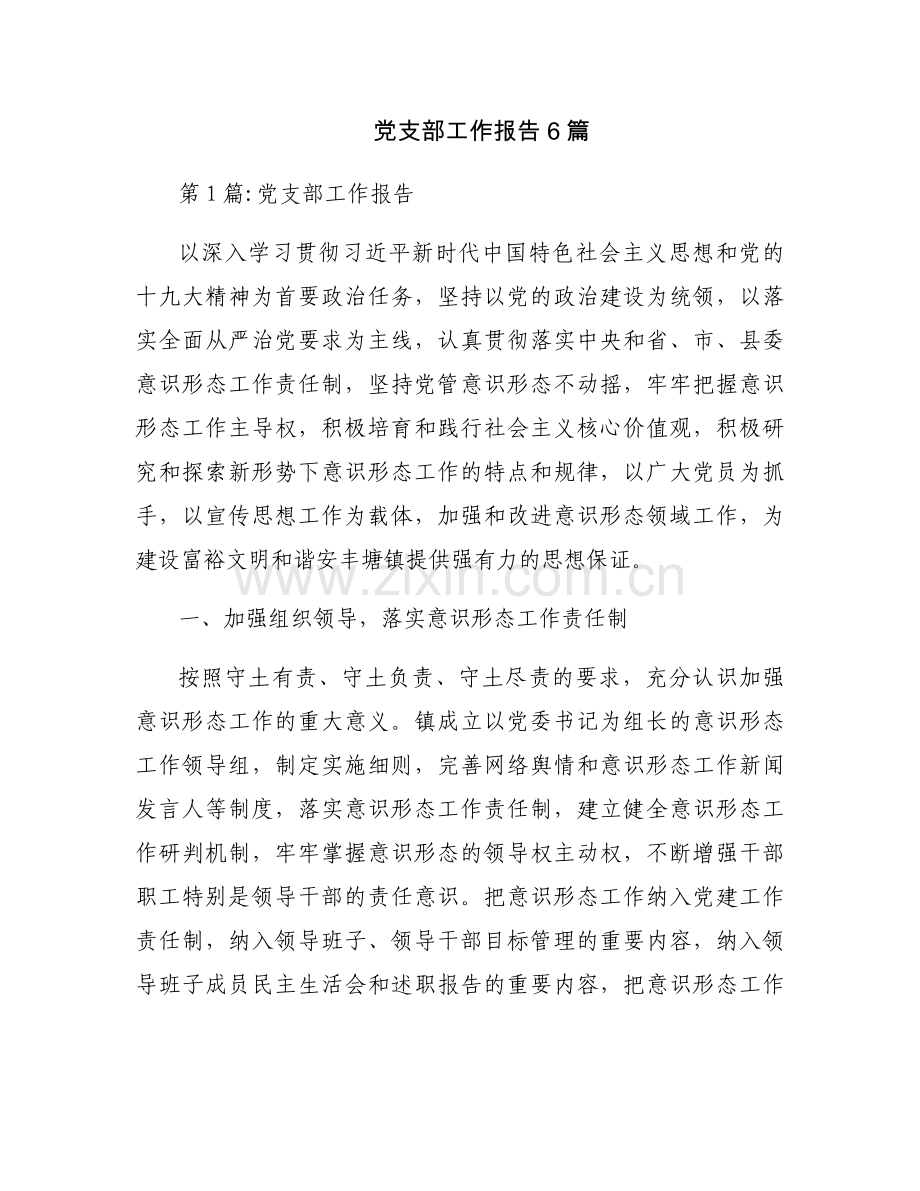 党支部工作报告6篇.docx_第1页