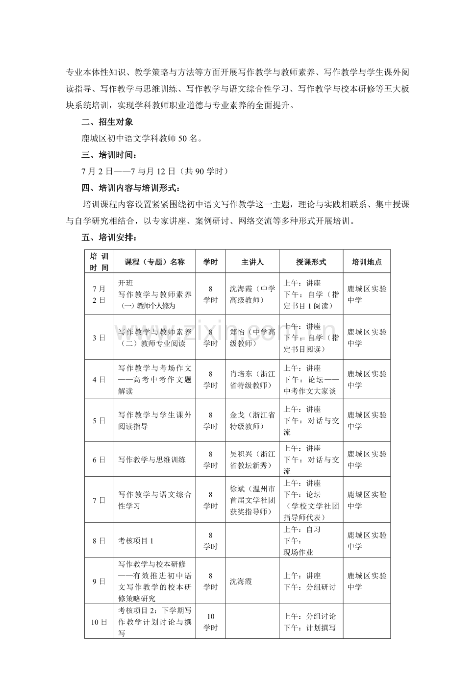 初中语文写作教学”专题培训方案.doc_第2页