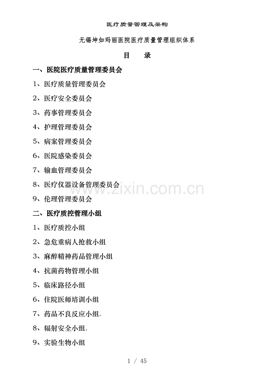 医疗质量管理及架构.doc_第1页
