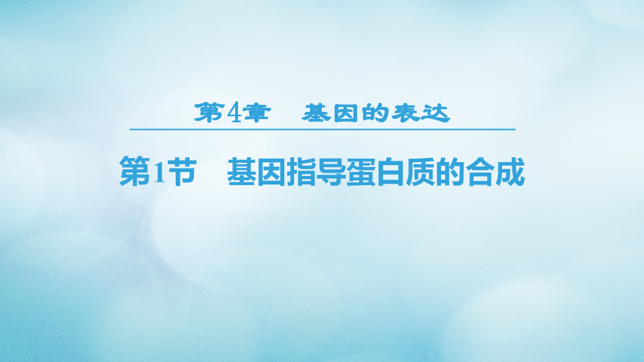 高中生物第四章基因的表达第1节基因指导蛋白质的合成课件新人教版必修.ppt_第1页