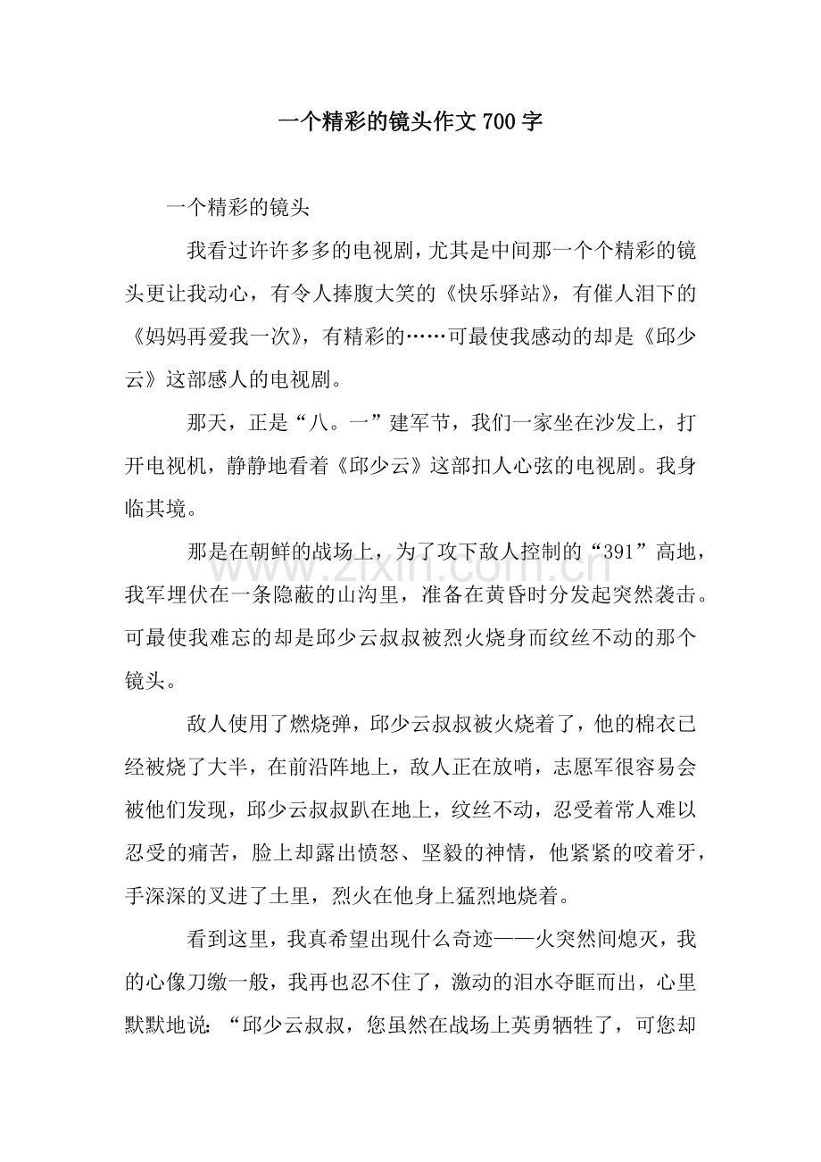 一个精彩的镜头作文700字.docx_第1页