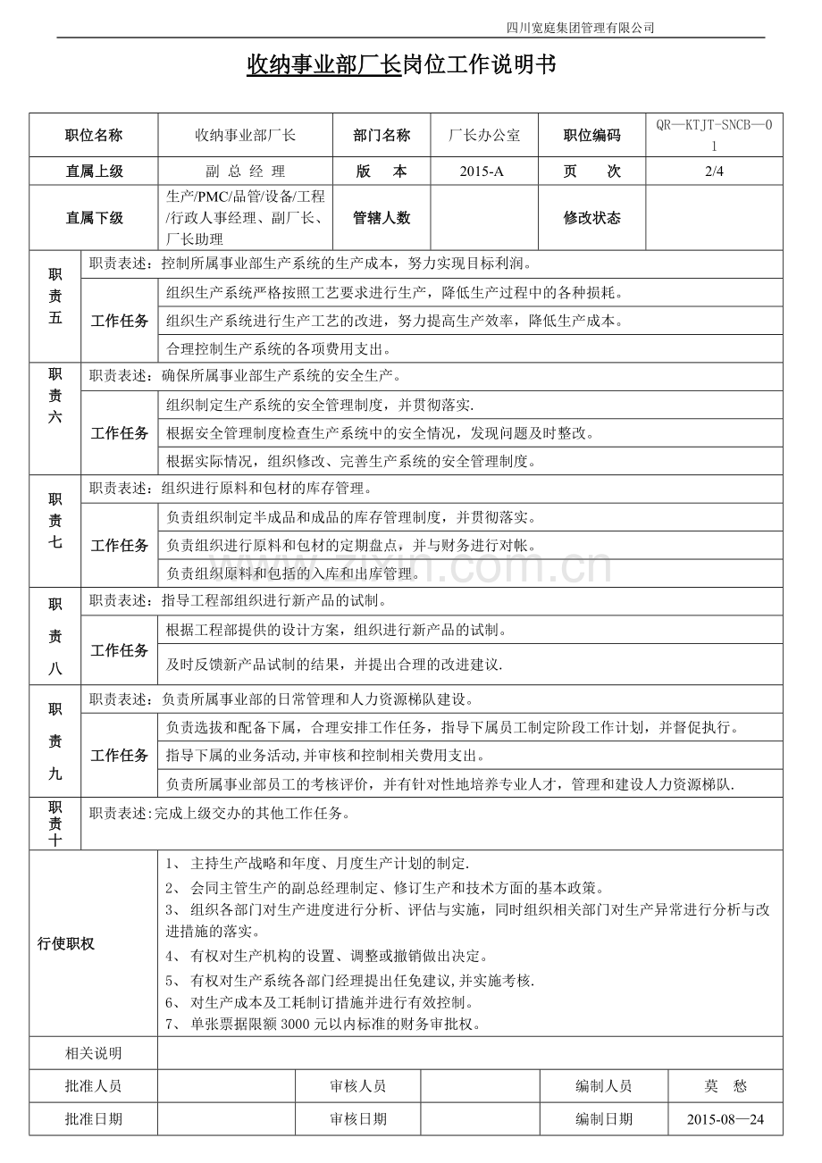 厂长岗位工作说明书.docx_第2页
