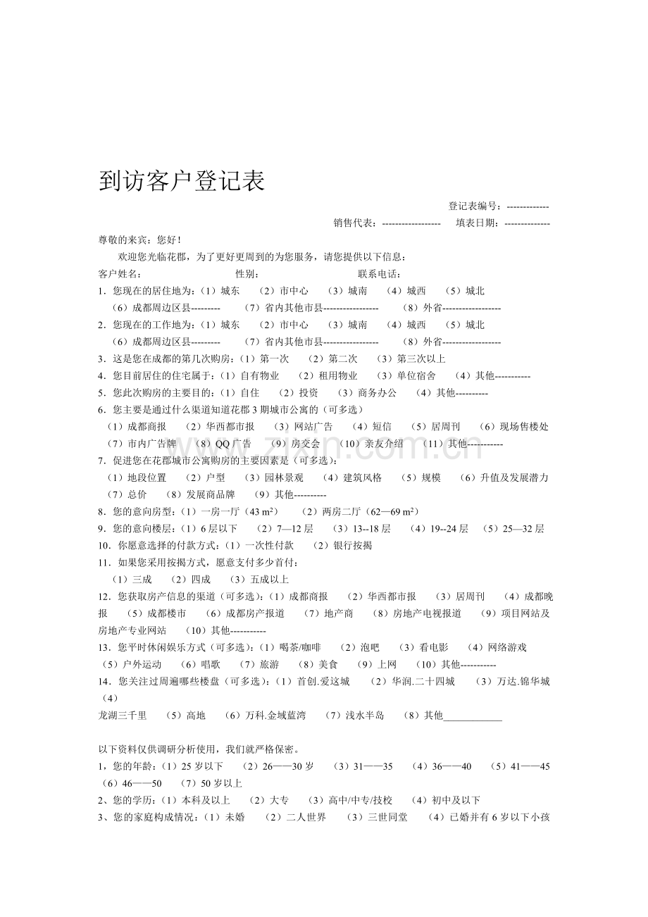 [物料]到访客户登记表(1).doc_第1页