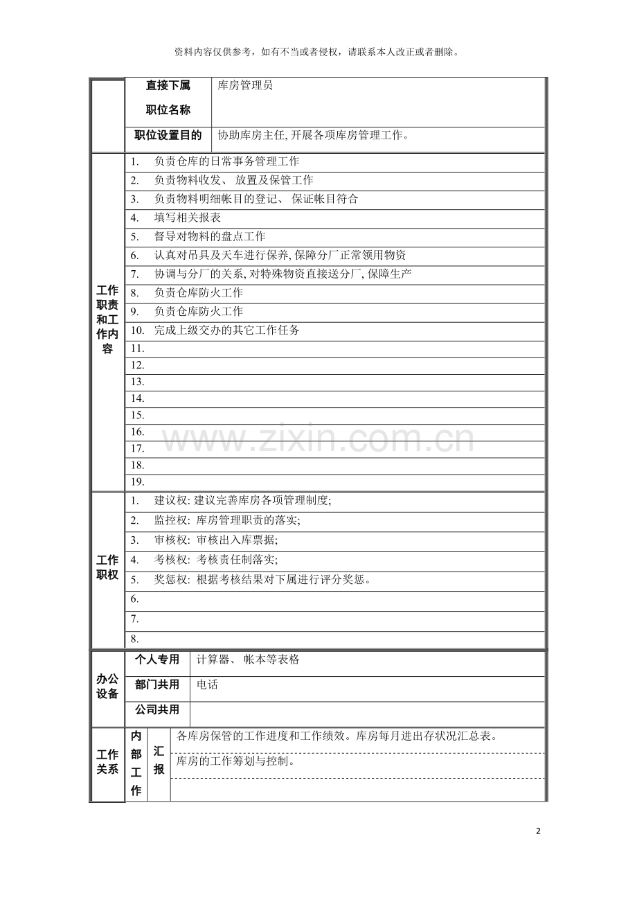 油汽库主管职位说明书模板.doc_第2页