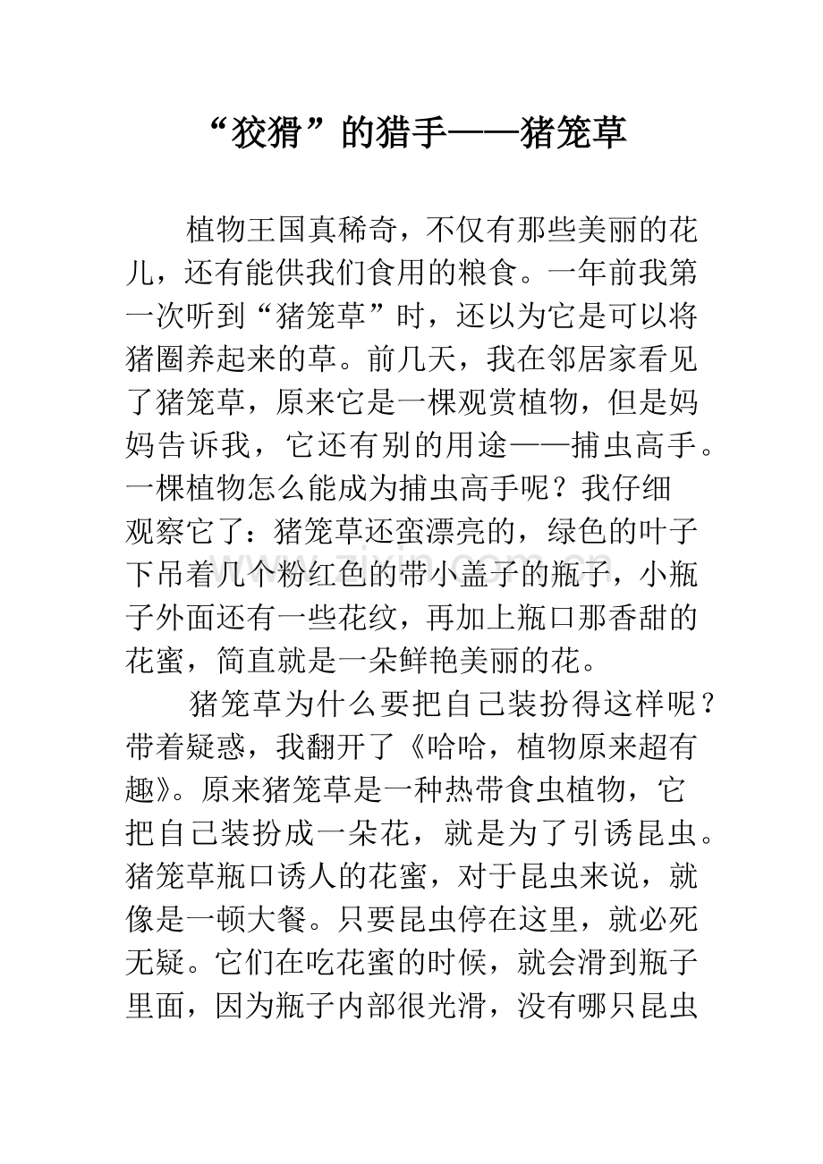 “狡猾”的猎手——猪笼草.docx_第1页