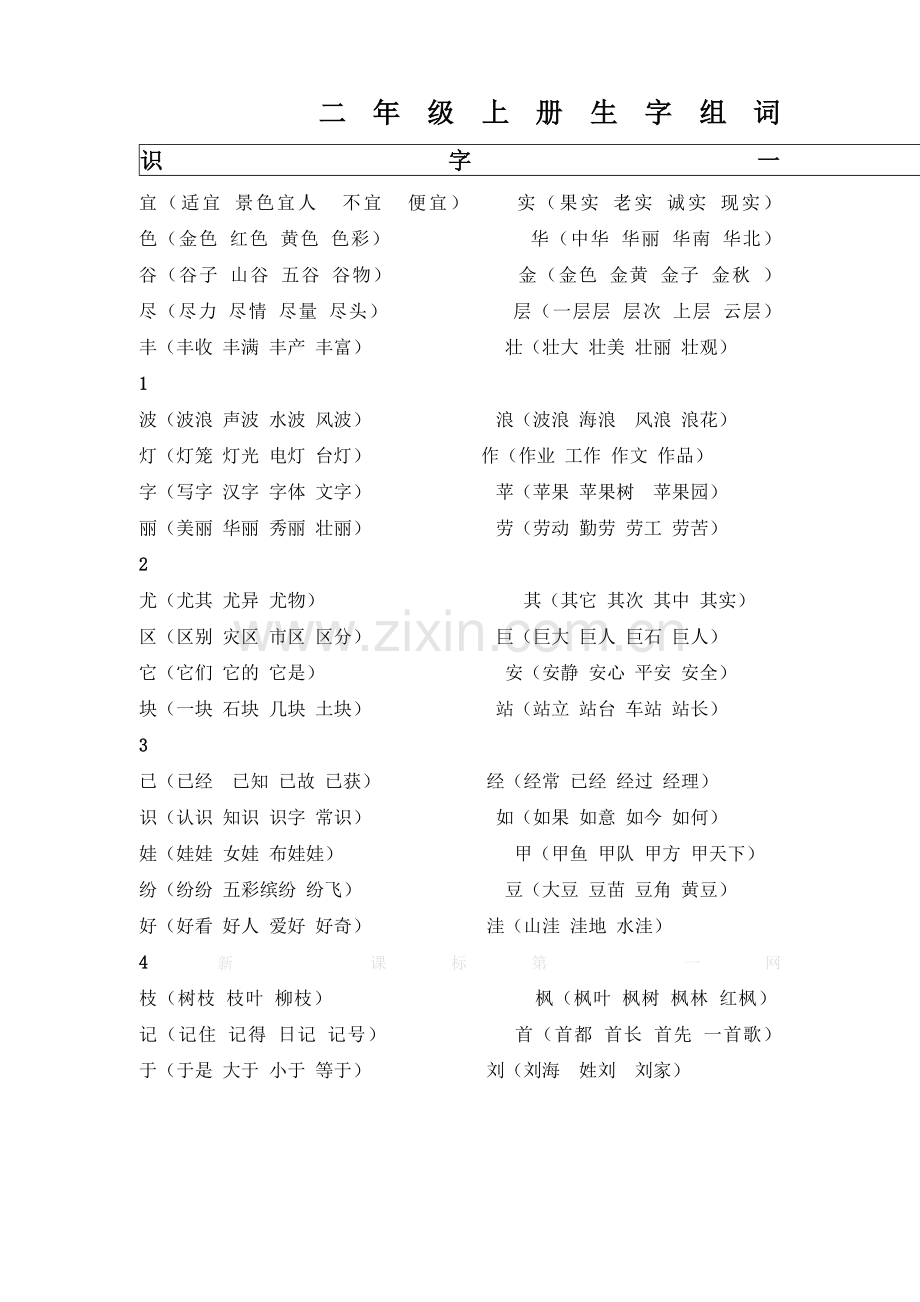 二年级上册四会字生字表(二)组多词.doc_第1页