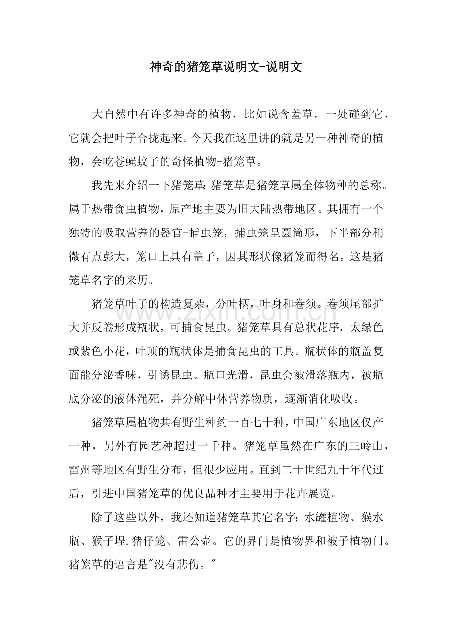 神奇的猪笼草说明文-说明文.docx_第1页