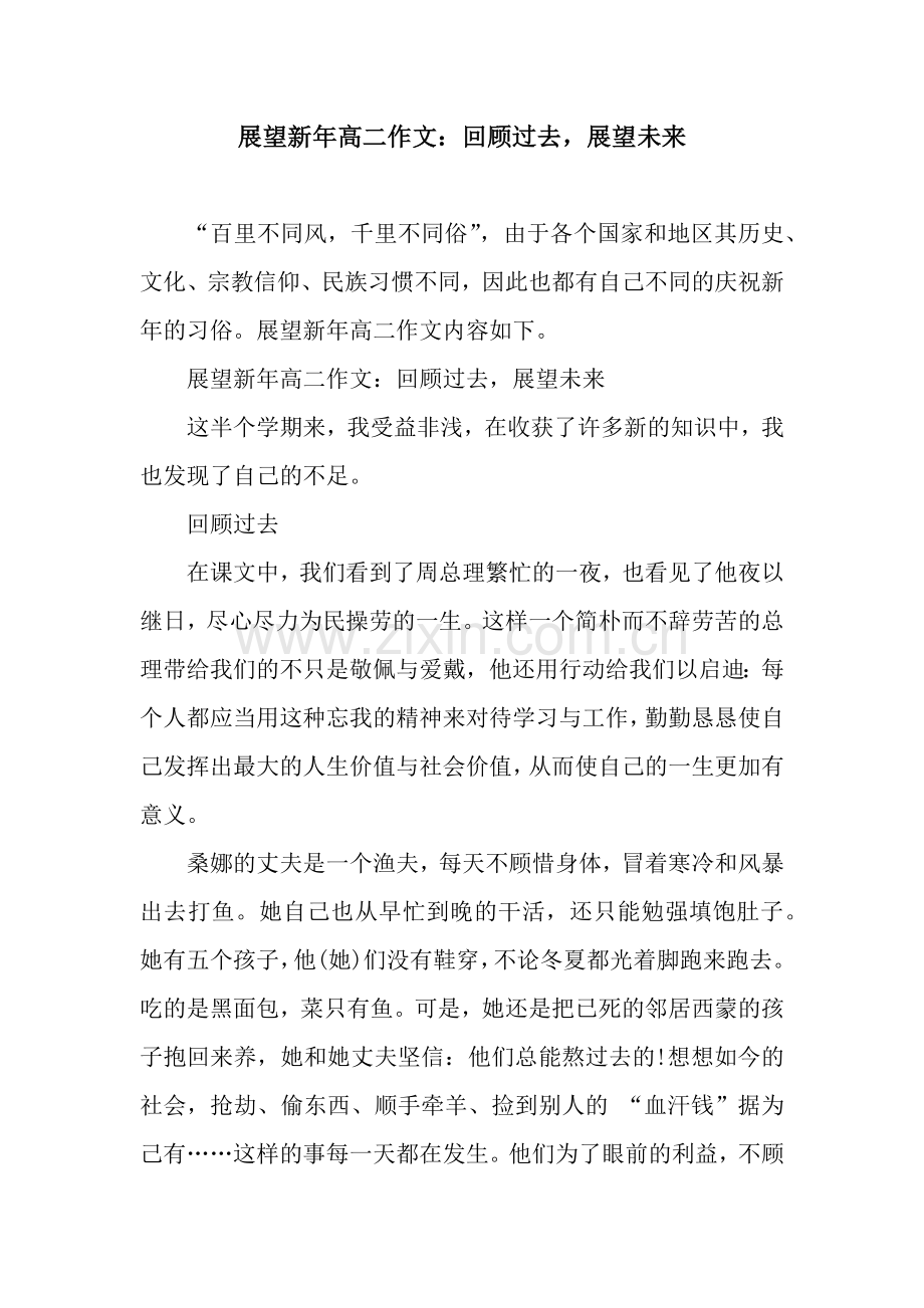 展望新年高二作文：回顾过去-展望未来.docx_第1页