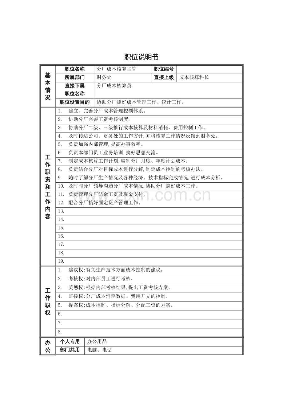 公司职位说明书范本模板.doc_第2页